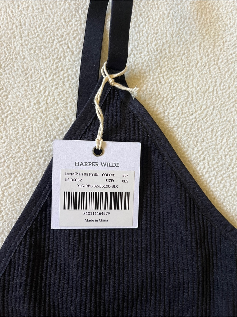 Harper Wilde Lounge Rib Triangle Bralette Black Everyday Seamless Comfortable XL - Picture 6 of 12
